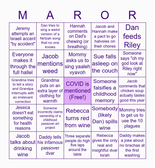 Borison Bingo Card