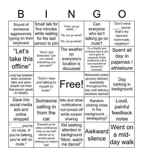 BDS I&CEO Comms Bingo Card
