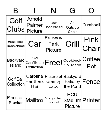 Walking Bingo Card