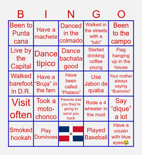 🇩🇴DOMINICAN BINGO🇩🇴 Bingo Card