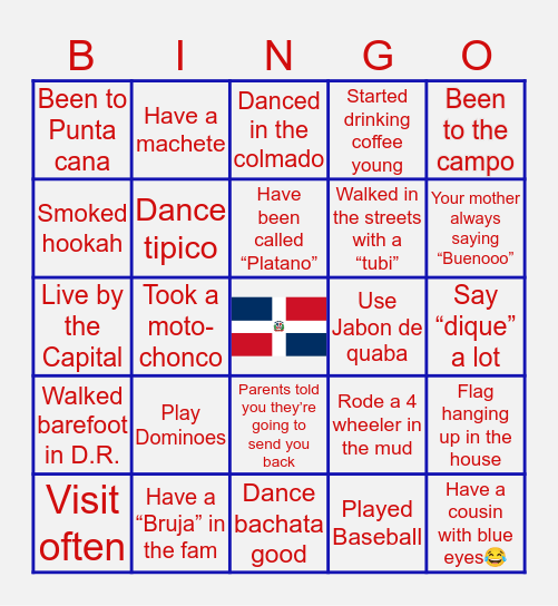 🇩🇴DOMINICAN BINGO🇩🇴 Bingo Card
