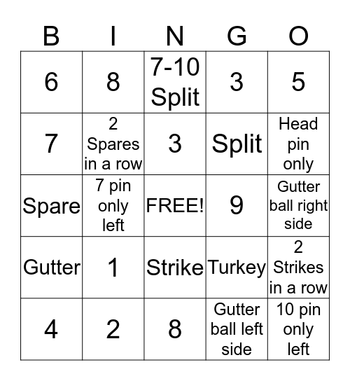 Brookdale Bowling Bingo Card