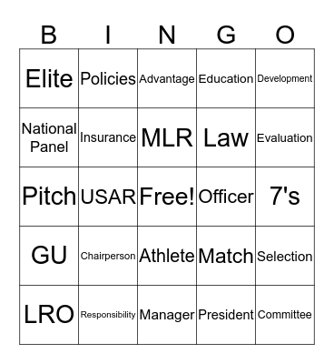 LRO Call BINGO Card