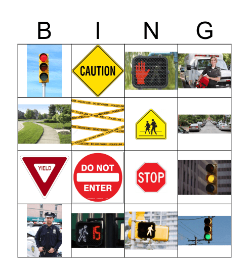 Street/Community Safety Bingo Card