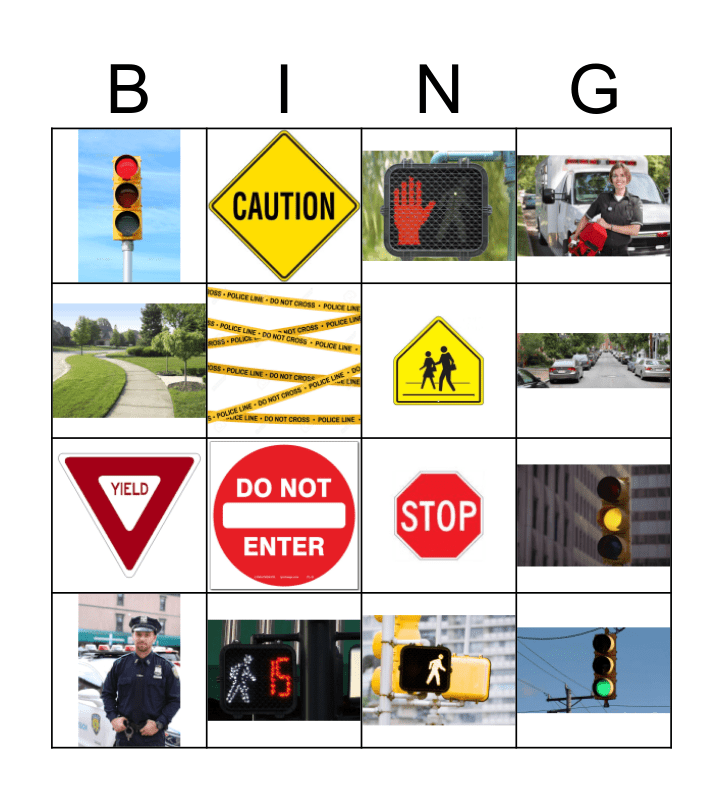 Street/Community Safety Bingo Card
