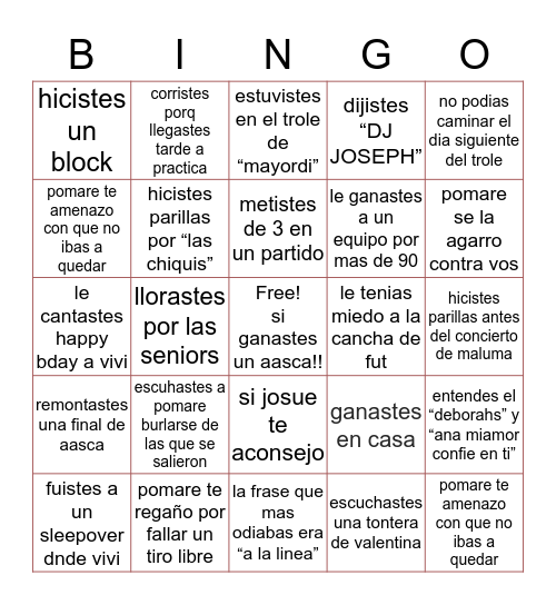 AST Basket Edition Bingo Card