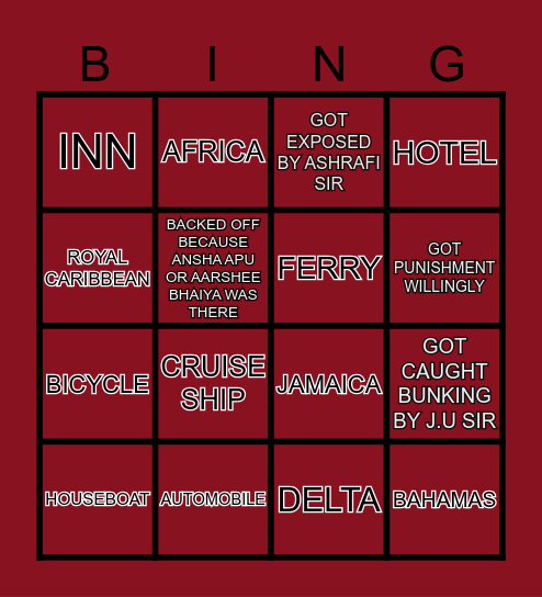 MCPSC CLASS 6 Bingo Card