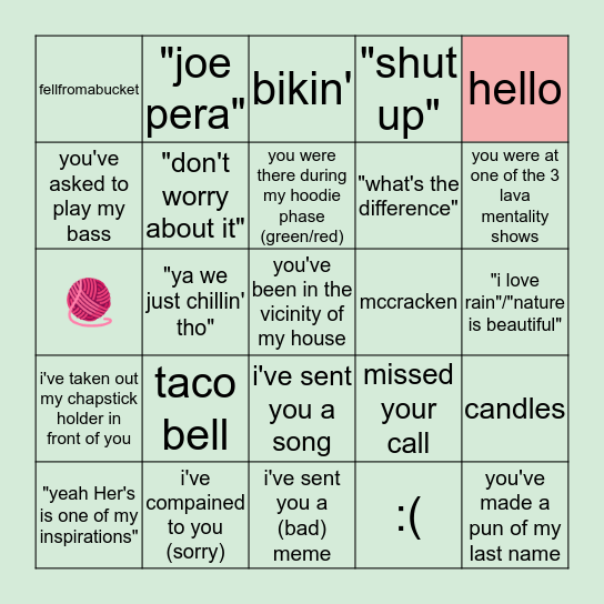 matthew bingo Card