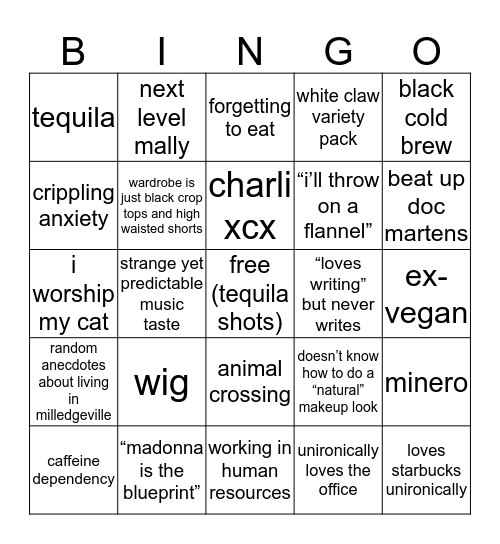 mally malz bingo Card