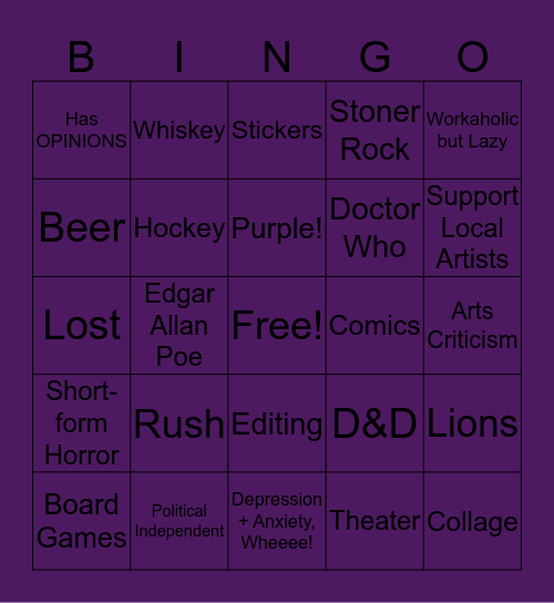 Genevieve Bingo Card