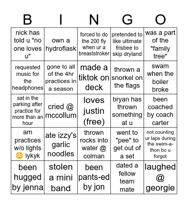 west (senior elite edition) bingo Card