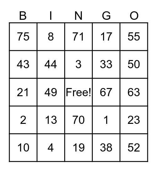 ASD BINGO! Bingo Card