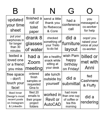 Inner Design Bingo Card