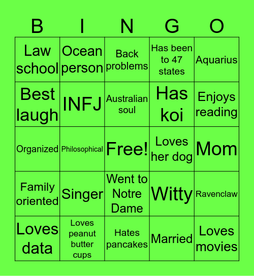 BRENDA :) Bingo Card