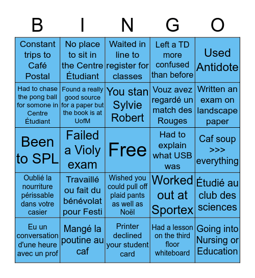USB Bingo Card