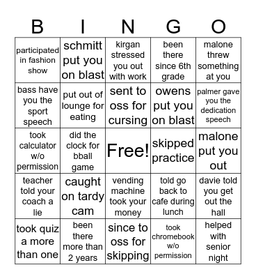 LFLA Bingo Card