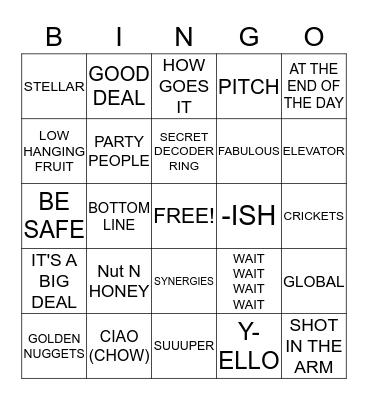 Toy Store Buzz Word Bingo Card