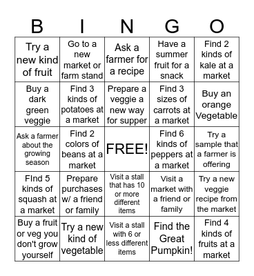 Farmer's Market-Staff Bingo Card