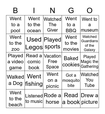 Back to School Bingo Card