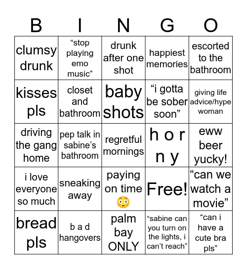 sabine party (mititam edition) Bingo Card