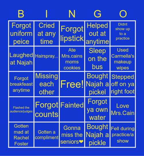 💛💙Bay Color Guard Bingo Card