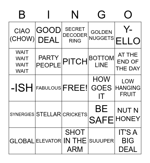 TOY STORE BUZZ WORD BINGO Card