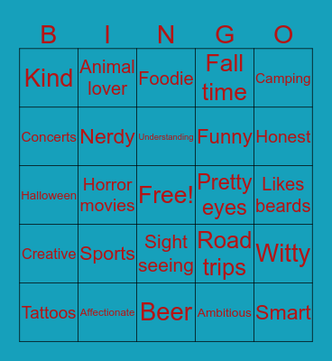 Are you Josh’s type? Bingo Card