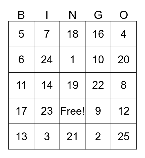 Family Easter Bingo Card