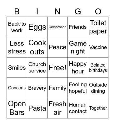 Covid-19 RECOVERY Finn Bingo Card