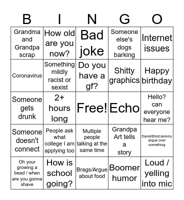 Passover ZOOM bingo Card