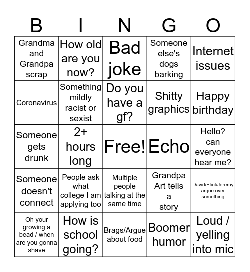 Passover ZOOM bingo Card