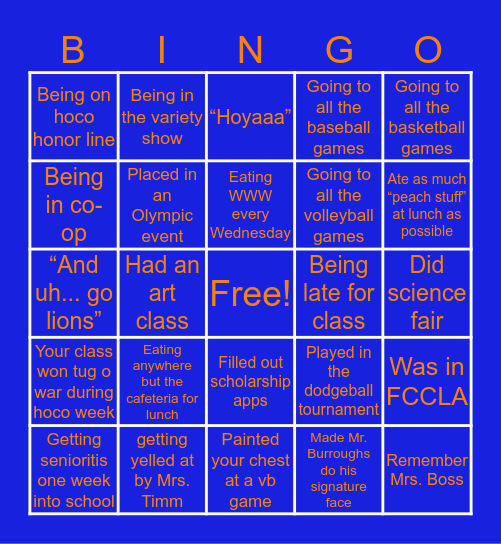 CISNE HIGH SCHOOL Bingo Card