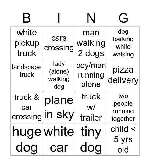 Quarantine Front Yard Bing - o Bingo Card