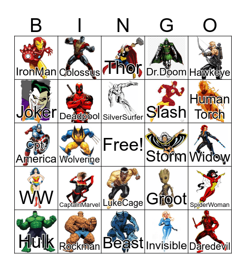 SUPER HERO BINGO Card