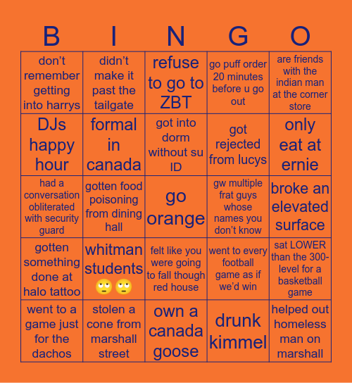 cuse bingo Card