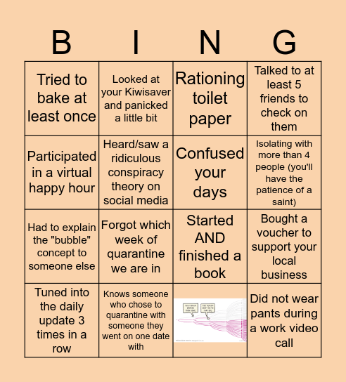 Working From Home Bingo Card