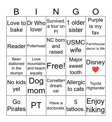 Ann Marie Bingo Card
