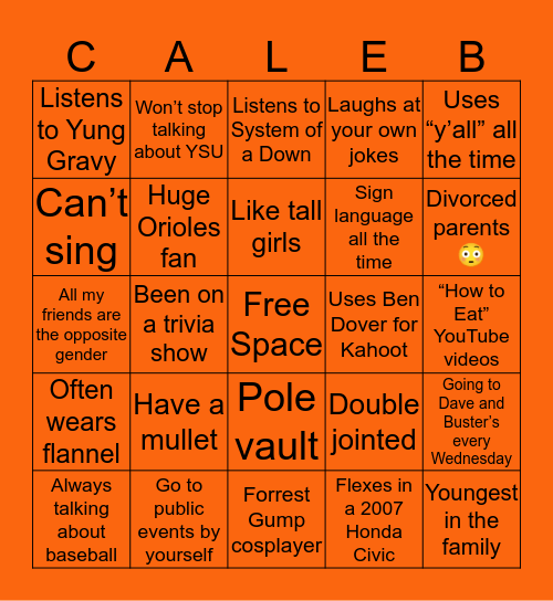 The Caleb Ellison Bingo © Bingo Card