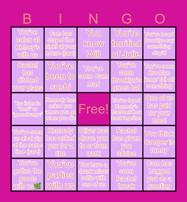 The Boys Bingo Card