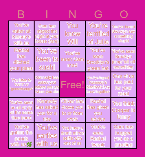 The Boys Bingo Card