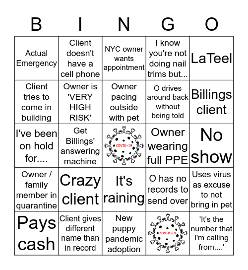 CAC COVID-19 BINGO Card