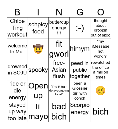 Conch Bingo Card