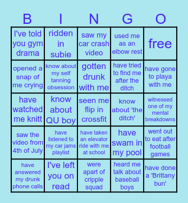 B R I T T A N Y ' S Bingo Card