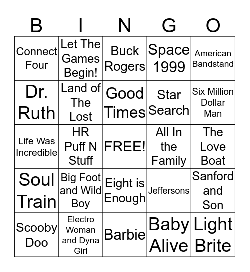 Rember the 70's and 80's Bingo Card