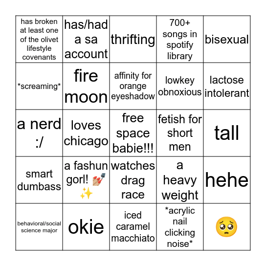 katie's bingo lol Bingo Card