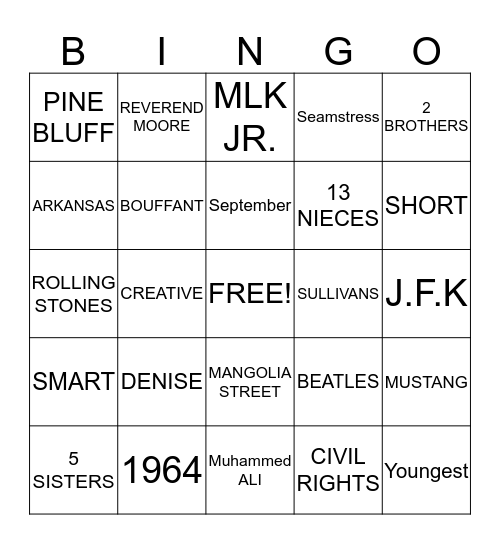50 & Fabulous Bingo Card