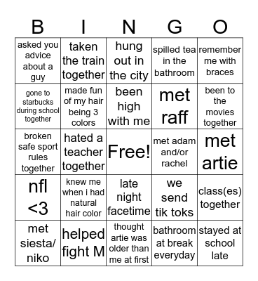 Grace Bingo Card
