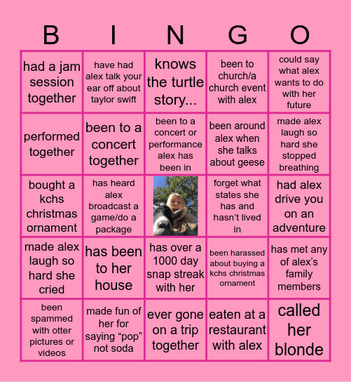 alex’s bingo Card