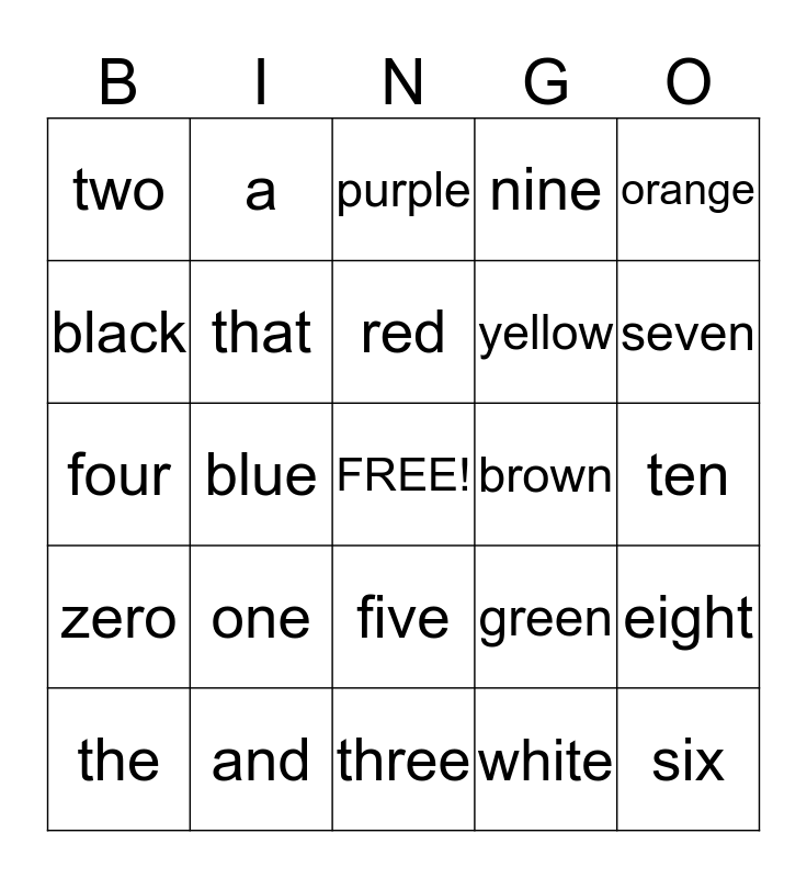 site-word-bingo-card