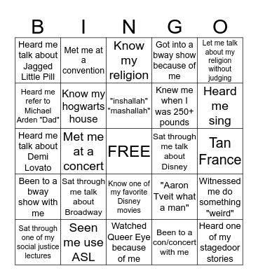 MEGHAN Bingo Card